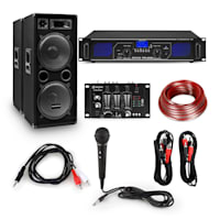 eStar 12 pouces kit sono DJ Ampli numérique / console de mixage / enceintes / micro / câble