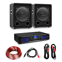 Amplificator HiFi și set de boxe, amplificator 2 x 350 W , 2 x boxe 10 ", 400 W RMS