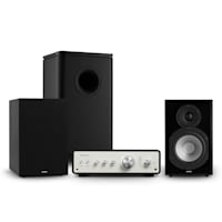 Drive 802 Stereo-Set Verstärker + 2 Regallautsprecher + Subwoofer + Cover Schwarz