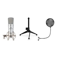 MIC-920, USB V1 mikrofon szett, kondenzátoros mikrofon, állvány, pop filter, vese iránykarakterisztika