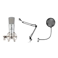 MIC-920 USB Microphone Set V4 Condenser Microphone Microphone Arm Pop Shield Plug & Play silver