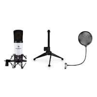 auna MIC-920, USB Microphone Set V2, Condenser Microphone, Stand, POP Protection, White