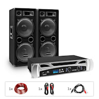 Bangkok Rhythm DJ System-Set PA-Verstärker 2x500W 2xSubwoofer 2x12" 1000Wmax. Kabel