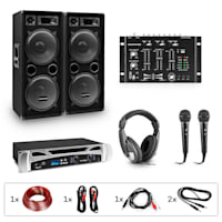 eStar Block-Party II, sistem DJ, set, amplificator PA, mixer DJ, 2 x subwoofer, căști
