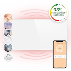 Wondersky radiateur infrarouge de plafond, rétroéclairage, lumière chaude  ou froide, 700 W, 120 x 6 x 60 cm (LxHxP), protection IP44, thermostat  sans fil, montage au plafond, cadre PET