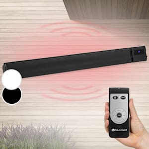 Cosmic Beam Plus Riscaldatore radiante per terrazzo Riscaldatore radiante a infrarossi Riscaldatore elettrico | Radiatore scuro | IR Comfort Heat | 2400 W | Termostato: 5 - 45 °C | IP44 | Timer | Installazione a soffitto o a parete | Telecomando