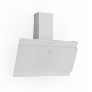 Aurica 90 - Cappa aspirante | Inclinata | 90 cm | Montaggio a parete | 190 W | Capacità aspirante: 600 m³/h | 3 livelli | LED: 2 x 1,5 W | Pannello touch | Canna in 2 pezzi bianca | Vetro di sicurezza