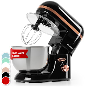 Bella Elegance Robot da cucina | 2000 W/2,7 CV | 6 livelli di potenza | Funzione a impulsi | Sistema di miscelazione planetario | Ciotola da 5 l in acciaio inox | 3 pezzi. Accessori: ganci per mescolare e impastare/frusta | Dettagli applicati | Senza BPA