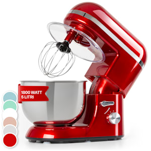 Bella Elegance Robot da cucina | 2000 W/2,7 CV | 6 livelli di potenza | Funzione a impulsi | Sistema di miscelazione planetario | Ciotola da 5 l in acciaio inox | 3 pezzi. Accessori: ganci per mescolare e impastare/frusta | Dettagli applicati | Senza BPA