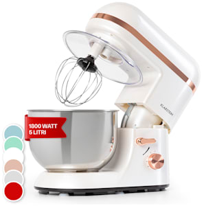 Bella Elegance Robot da cucina | 2000 W/2,7 CV | 6 livelli di potenza | Funzione a impulsi | Sistema di miscelazione planetario | Ciotola da 5 l in acciaio inox | 3 pezzi. Accessori: ganci per mescolare e impastare/frusta | Dettagli applicati | Senza BPA