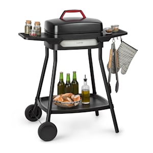 Klarstein Gatsby grill elettrico 2000W superficie barbecue antiaderente tavoli laterali nero