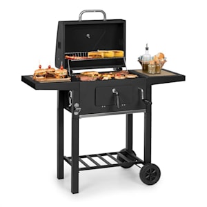 Klarstein Meat Machine Charcoal Grill 45x32.5cm Thermometer Floor Rollers Black