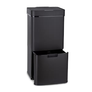 Royal Trash Matte Black Sensor-Mülleimer | 72 Liter Volumen in 4 Behältern | Restmüll & Recycling-Abfälle: 43 & 2 x 12,5 Liter | Bio-Eimer mit Deckel: 4 Liter | automatisches Öffnen und Schließen | SoftClose Lid | Korpus aus Edelstahl