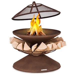 Aguilera Brasero con parrilla | Brasero: Ø 65 cm | Parrilla | Compartimento para leña | Acero | FireView: calor y romanticismo en el jardín