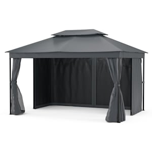 Blumfeldt Mondo Dual - Gazebo, 3x4, zanzariere, doppio tetto, grigio scuro