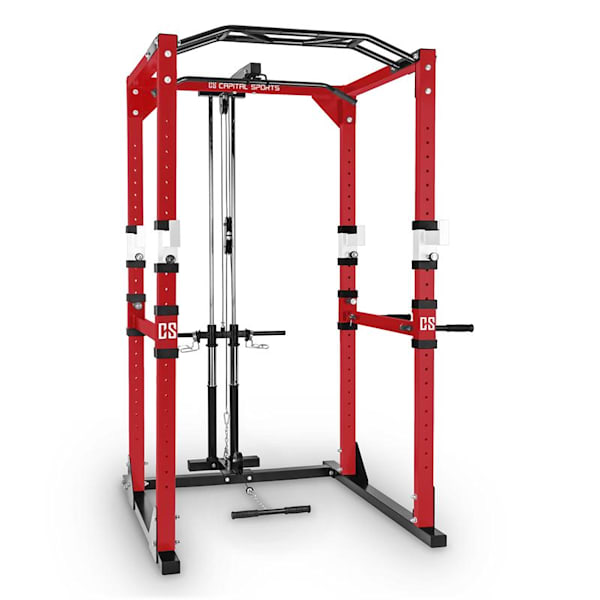 Tremendour PL, piros, erősítőállvány, Power Rack, csiga, acél