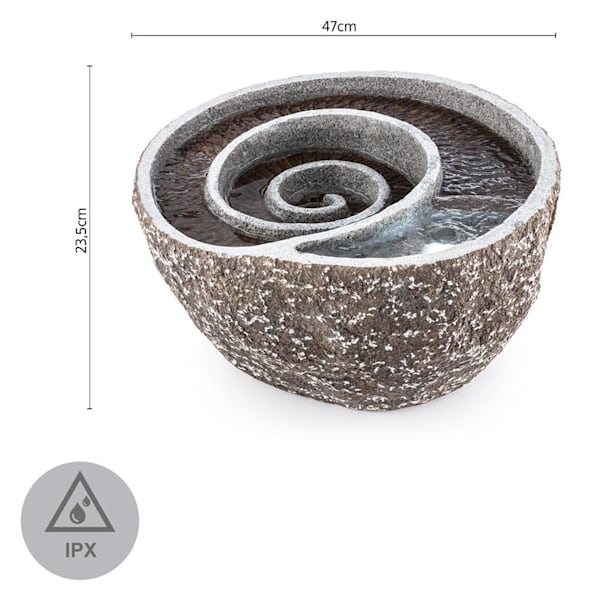 Blumfeld Spiro, kerti szökőkút, LED, 47 x 41 x 23,5 cm, szivattyú, terméskő dizájn - 52029934