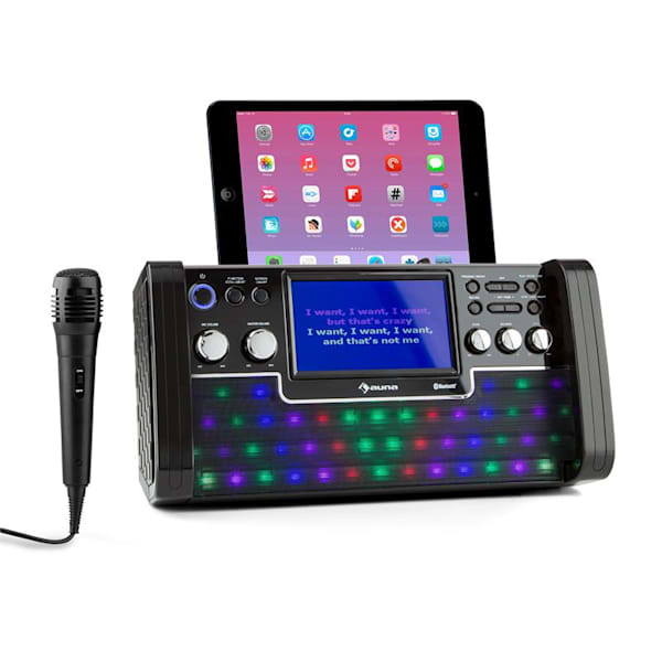 DiscoFever bluetooth karaoke rendszer, LED 7'' TFT kijelző, CD, USB, fekete - 52030797