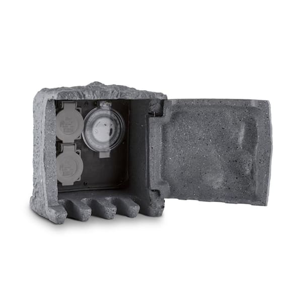 Timer Rock soclu cu 2 prize, cablu de 5m, piatra - 10030900