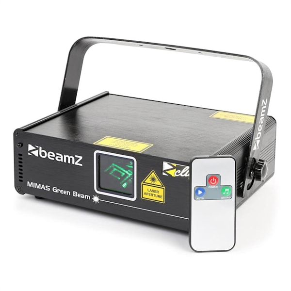 Mimas Show Laser, 50mW verde 9-DMX Master/Slave, 7 DMX-8-Gobos IR, telecomandă