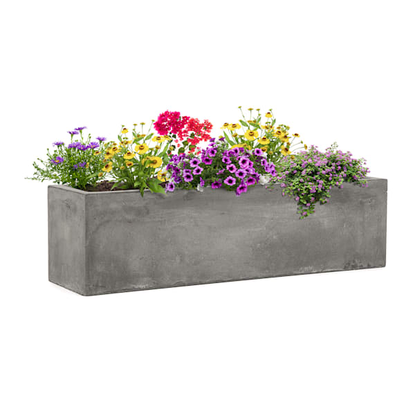 Solidflor, ghiveci 75 x 20 x 20 cm din fibră de sticlă interioar / exterioar gri deschis - 10032501