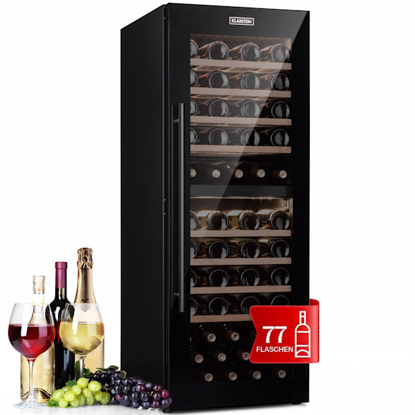 Barossa 50cm 77 Flaschen Weinkühlschrank 2 Zonen​ Schwarz