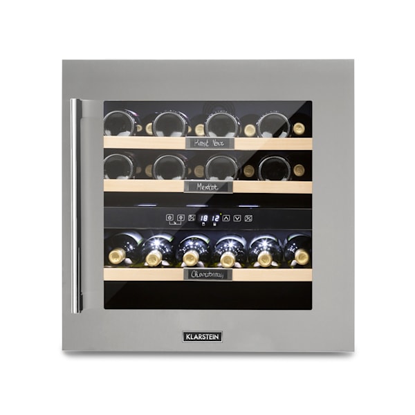 Vinsider 60cm 36 Botellas Vinoteca Bajo Encimera 2 Zonas Plata