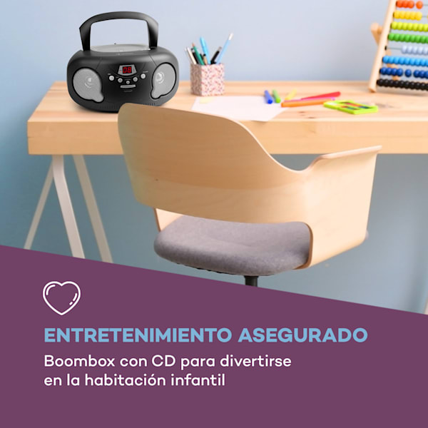 Black Bonbon Boombox Reproductor de CD Bluetooth FM AUX Pantalla led Negro - 10033807