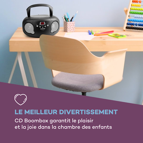 Black Bonbon Boombox CD lecteur CD Bluetooth FM AUX-IN écran LED noir - 10033807