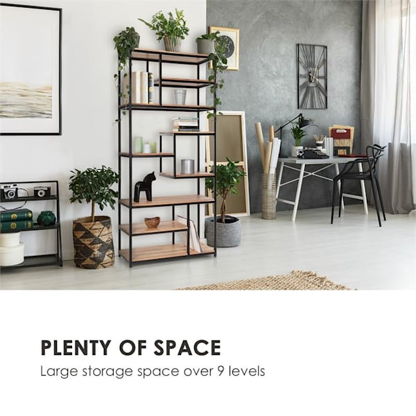 Lens &eacute;tag&egrave;re en bois d'acacia cadre en fer - 53034033