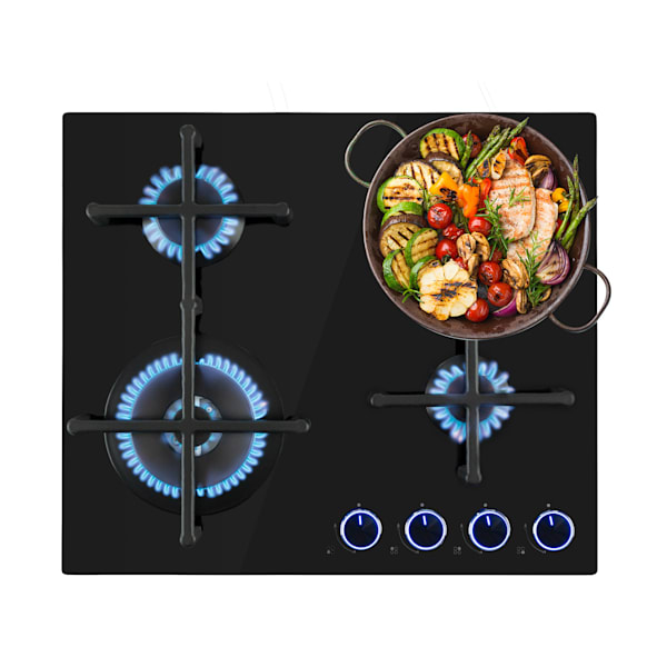 Illuminosa 60cm Gas hob 4 burners Black - 10035464