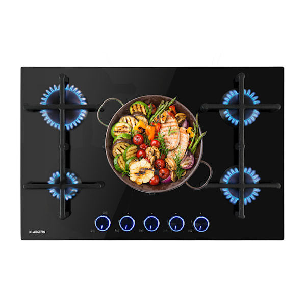 Illuminosa 75cm Plynová varná deska 5 hořáků Černá - 10035465