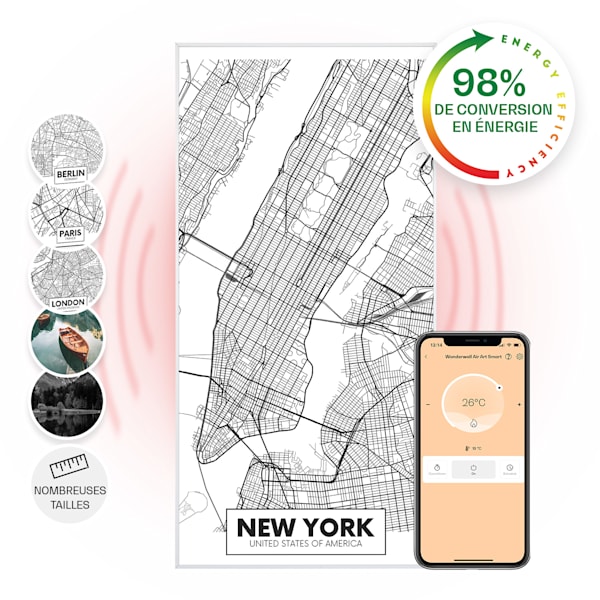 Radiateur infrarouge intelligent Wonderwall Air Art plan de New York - 10037888