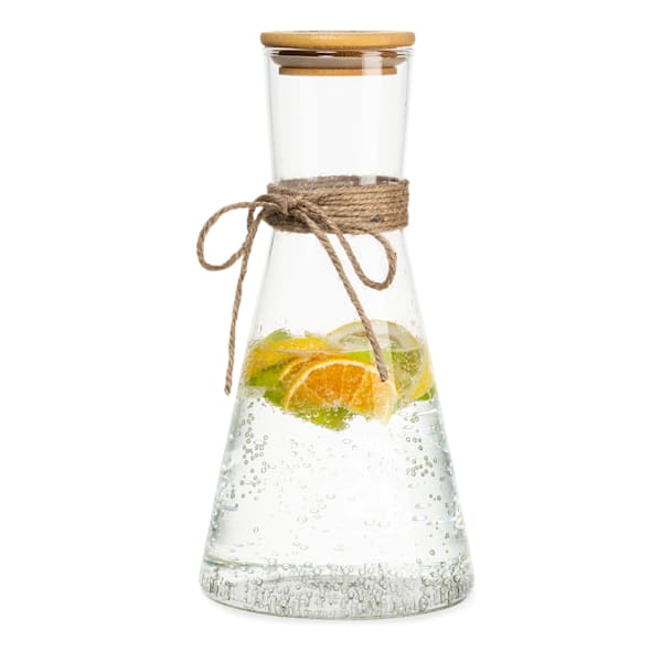 Caraffa di vetro con coperchio in bambù - 10038229