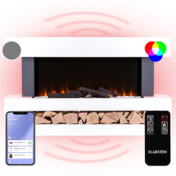 Studio LightFire Smart 2000W 121cm Elektrický dekoračný krb Biela - 10038383