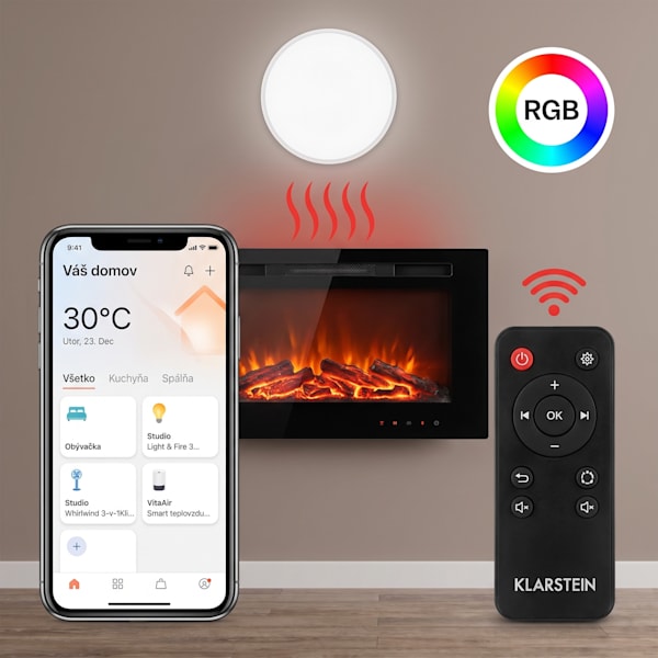 Studio LightFire Smart 2000W 121cm Elektrický dekoračný krb Tmavosivá - 10038384
