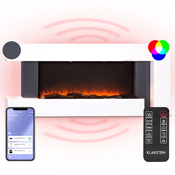 Studio LightFire Smart 2000W 132cm Асиметричен Декоративна Електрическа Камина Бял - 10038387