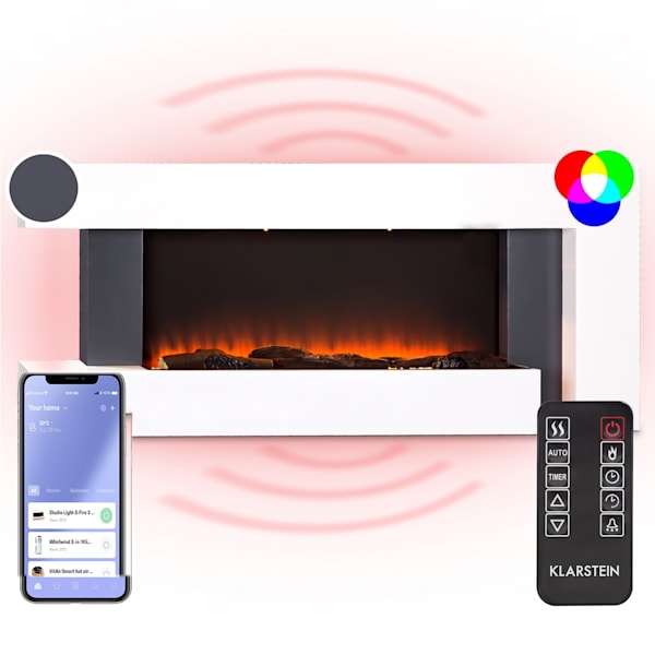 Studio LightFire Smart 2000W 132cm Asimetričan Dekorativni električni kamin Bijela - 10038387