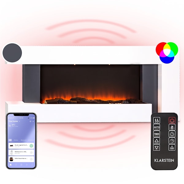 Studio LightFire Smart 2000W 132cm Aszimmetrikus Dekorációs elektromos kandalló Fehér - 10038387