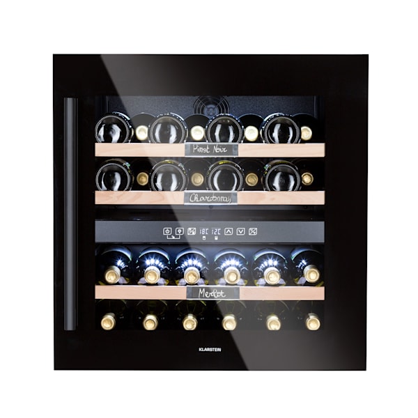 Vinsider 60cm 36 Botellas Vinoteca Bajo Encimera 2 Zonas Negro