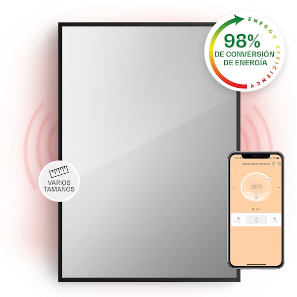 La Palma Smart 750W 85x60cm Espejo Infrarrojo Negro - 10039831