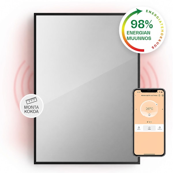 La Palma Smart 750W 85x60cm Infrapunapeilin Lämmitin Musta