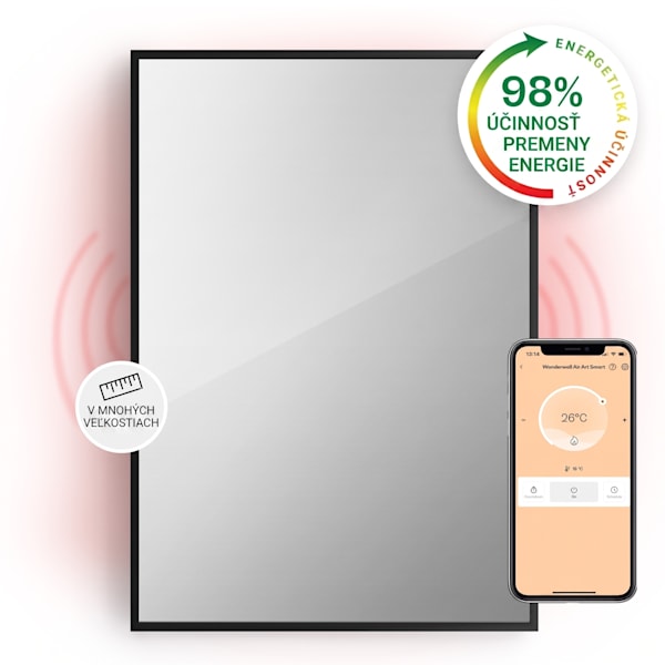 La Palma Smart 750W Rozmer 85x60cm Zrkadlový Infrapanel Čierna