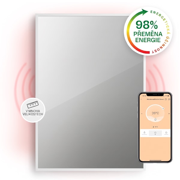 La Palma Smart 750W 85x60cm Topné zrcadlo Bílý - 10039832