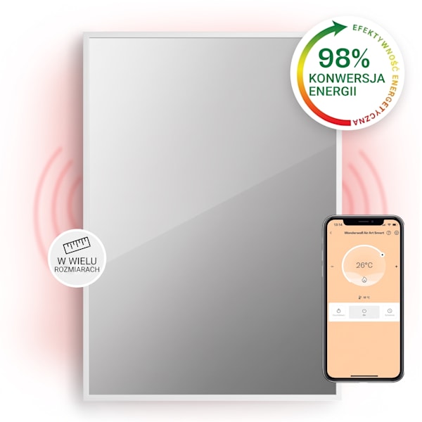 La Palma Smart 750W 85x60cm Panel na podczerwień lustro Biały