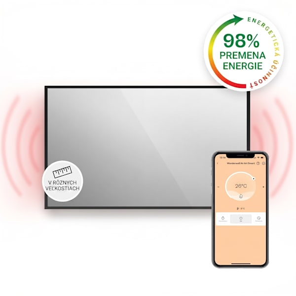 La Palma Smart 1000W 120x60cm Zrkadlový Infrapanel Čierna - 10039835