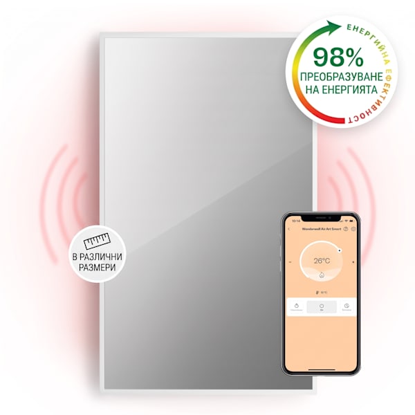 La Palma Smart 1000W 120х60см Инфрачервен панел огледало Бяло - 10039836