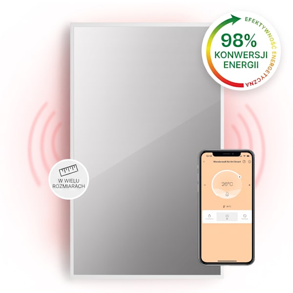 La Palma Smart 1000W 120x60cm Panel na podczerwień lustro Biały