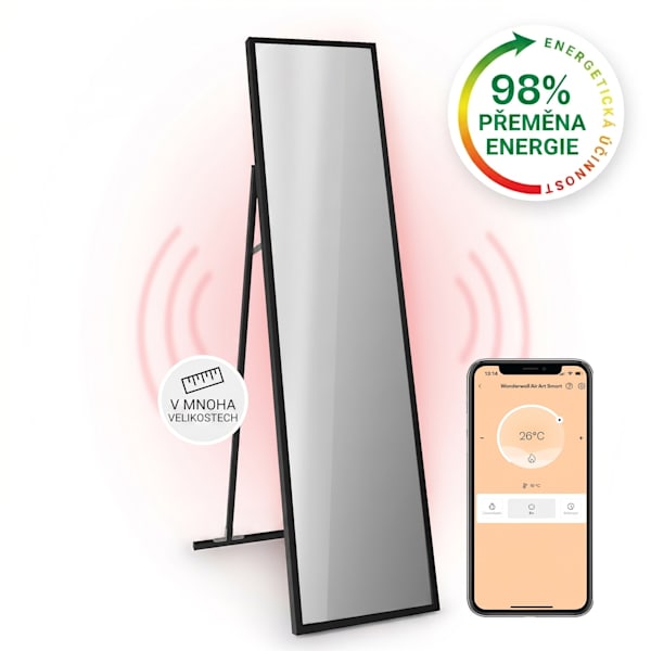 La Palma Smart 900W 160x40cm Topné zrcadlo Černý - 10039839
