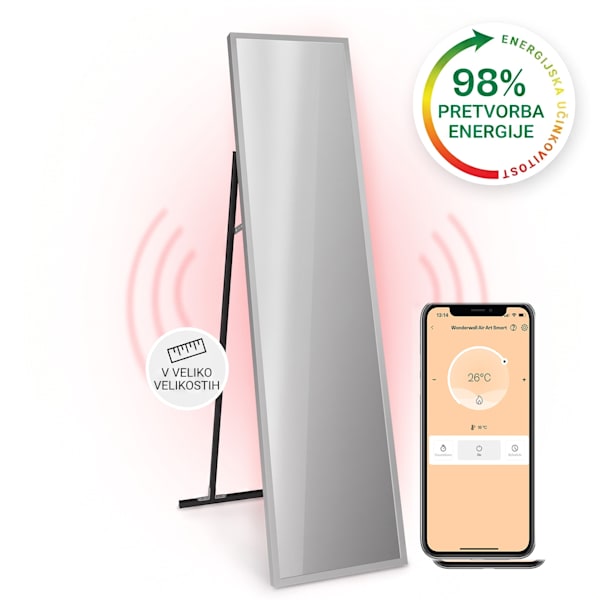 La Palma Smart 900W 160x40cm Zrcalna infrardeča plošča Srebrna - 10039841